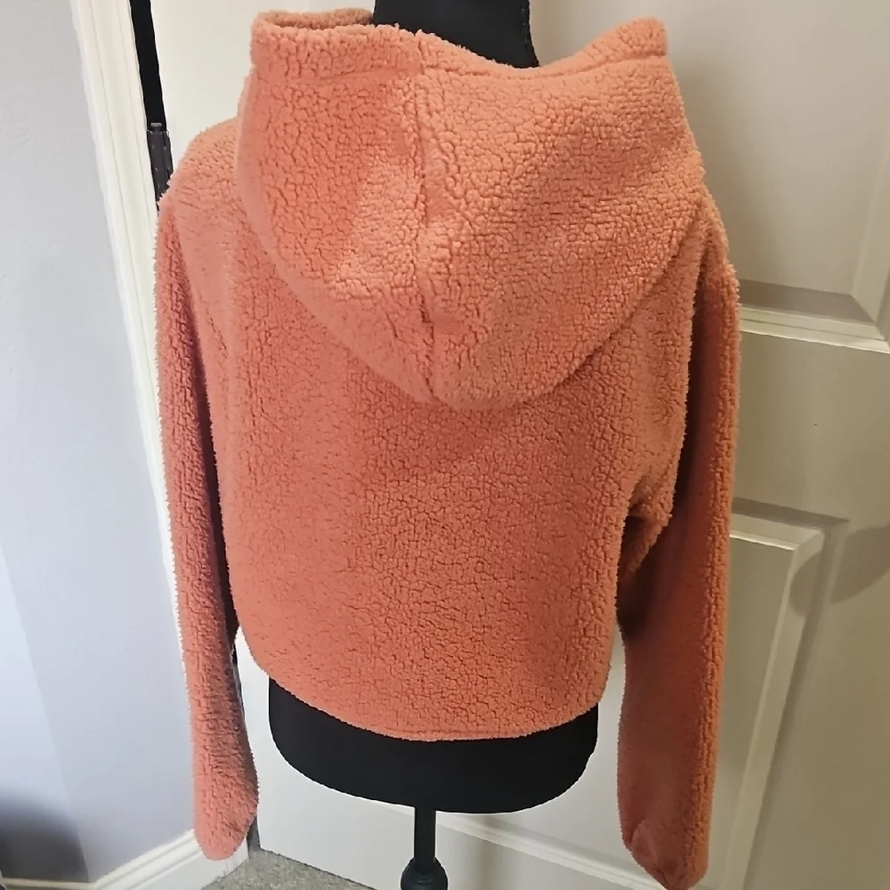 Wild Fable Coral Sherpa Pullover Cropped Hoodie Jacket - Picture 5 of 5